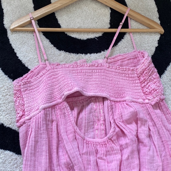 Free people maxi pink button boho dress xs stretchy - Picture 3 of 5